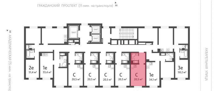 квартира г Санкт-Петербург метро Академическая ЖК «Ручьи» округ Полюстрово фото 2