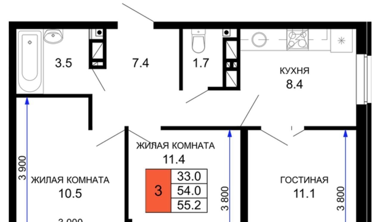 квартира г Краснодар р-н Прикубанский ул им. лётчика Позднякова 2к/12 фото 1