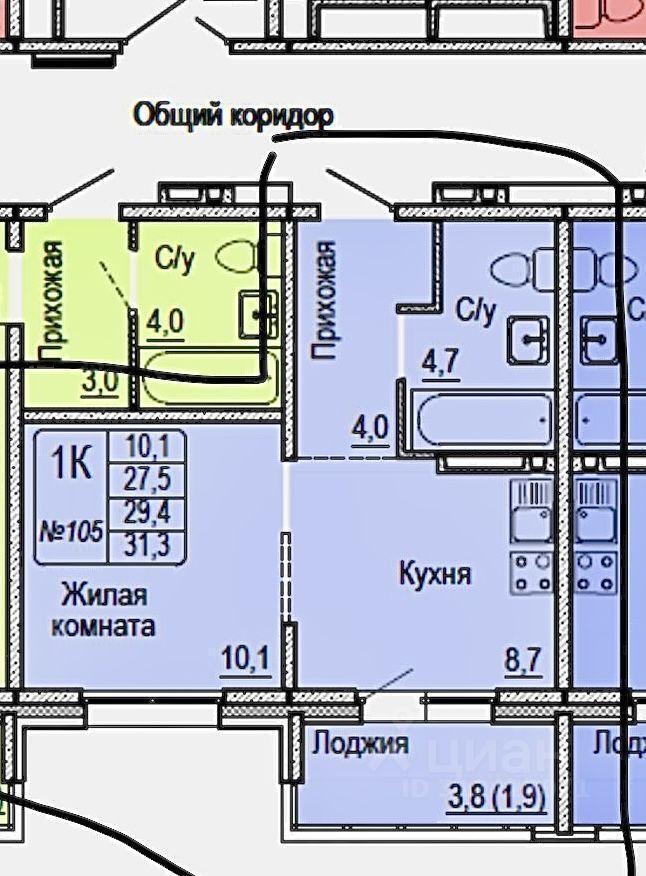 квартира г Новосибирск р-н Кировский ул Сибиряков-Гвардейцев 51/1 фото 19