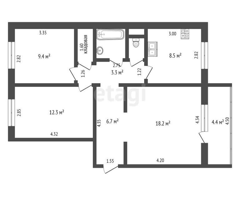 квартира г Абакан ул Крылова 106к/2 фото 25