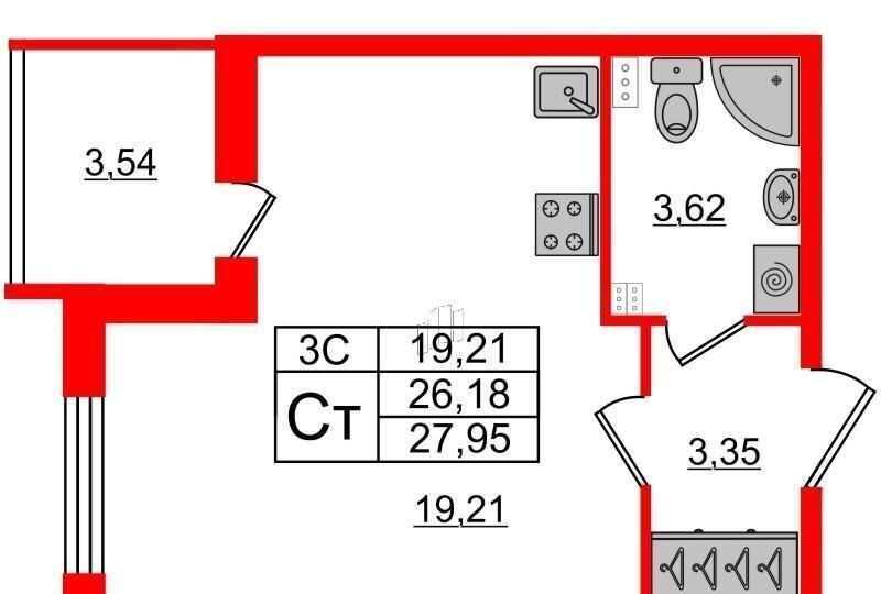 квартира г Санкт-Петербург р-н Московский ш Пулковское 99к/6 ЖК Парадный ансамбль округ Пулковский меридиан фото 9