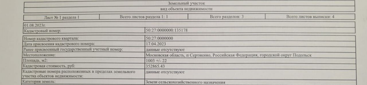 земля направление Курское (юг) ш Варшавское 25 км, территория сельскохозяйственного производства Сертякино-1, Подольск фото 5