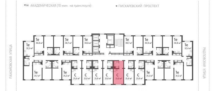 квартира г Санкт-Петербург метро Академическая ул Пахомовская 12к/2 ЖК «Ручьи» округ Полюстрово фото 2