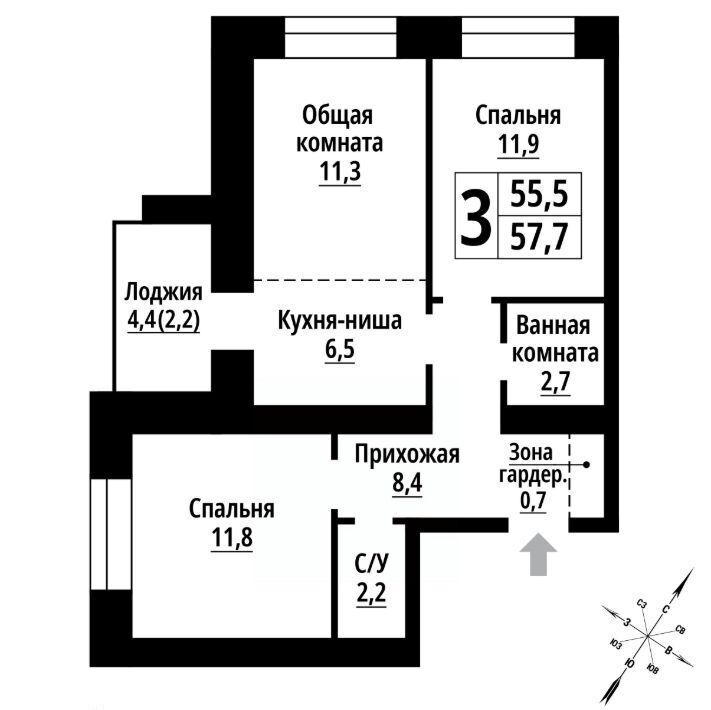 квартира г Барнаул р-н Октябрьский ул Чеглецова 25ак/3 фото 1