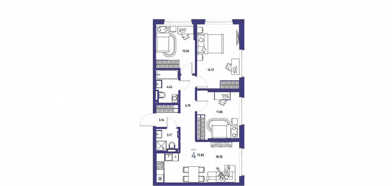 квартира г Тюмень р-н Центральный ул Мельникайте 42 корп. 1 фото 8