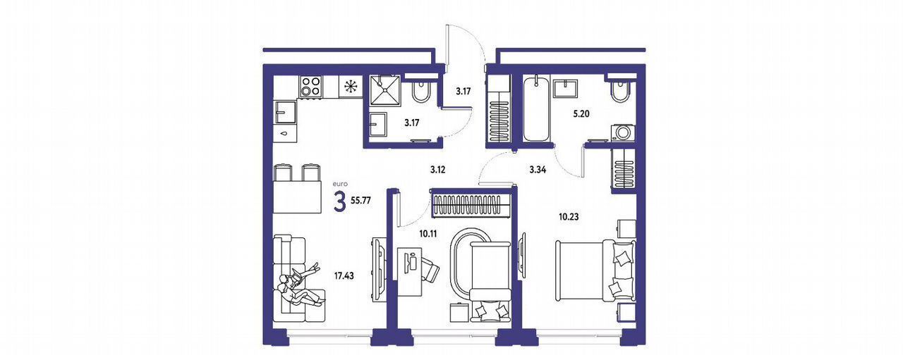 квартира г Тюмень р-н Центральный ул Мельникайте 42 корп. 1 фото 7