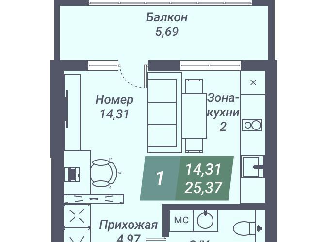 квартира г Новосибирск Заельцовская ул Даргомыжского 8д фото 11