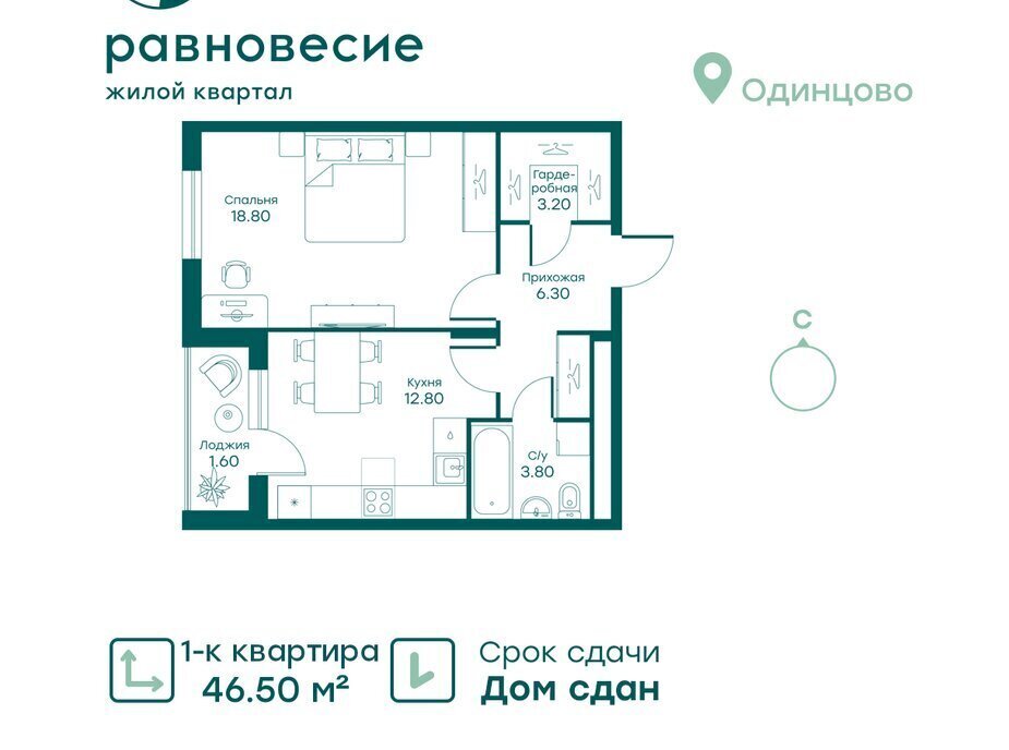 квартира городской округ Одинцовский с Перхушково р-н мкр Равновесие Лесной Городок, 3 фото 1