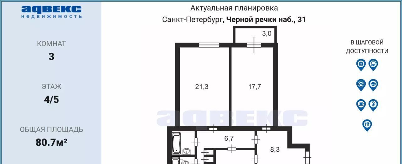 квартира г Санкт-Петербург Выборгская сторона Черная Речка наб Чёрной речки 31 округ Ланское фото 2