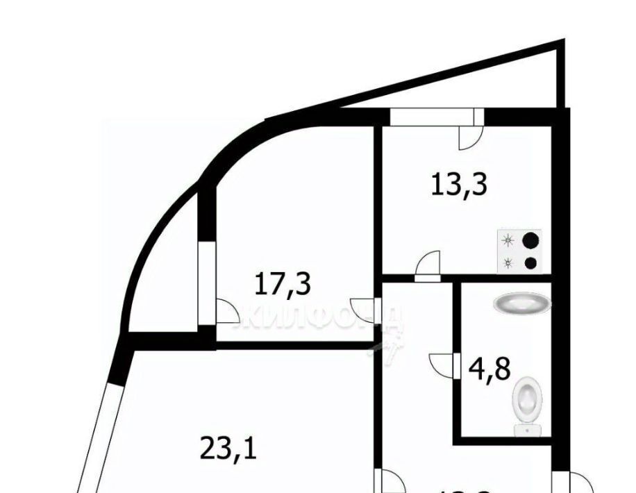 квартира г Новосибирск Заельцовская ул Кавалерийская 3/1 фото 31