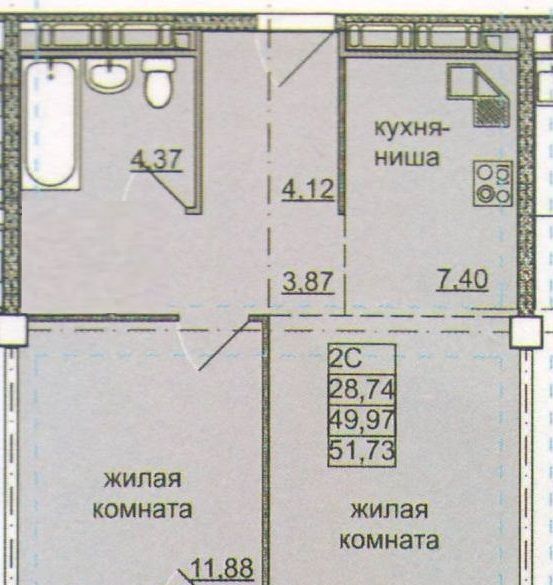 квартира г Волгоград р-н Дзержинский б-р 30-летия Победы 11г фото 31