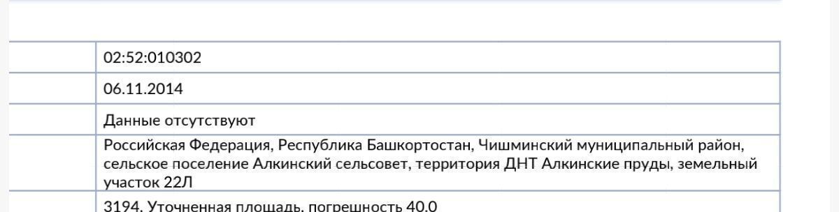 земля р-н Чишминский с Алкино-2 ул Луговая 22 сельсовет, Алкинский, ДНТ Алкинские пруды фото 1