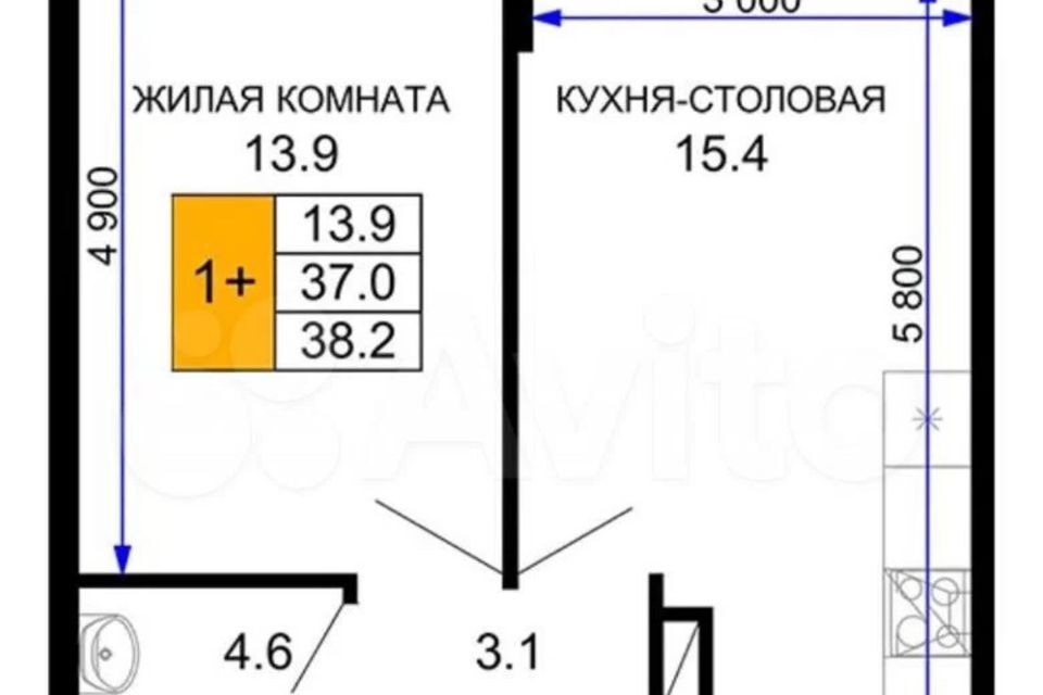 квартира г Краснодар р-н Прикубанский муниципальное образование Краснодар, Лётчика Позднякова, 2 к 14 фото 6