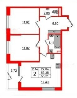 квартира г Санкт-Петербург ш Пулковское 95 ЖК Парадный ансамбль Санкт-Петербург, к 4 c1 фото 27