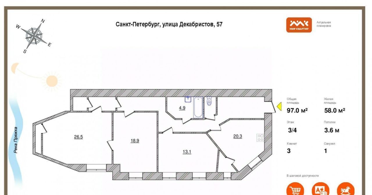 квартира г Санкт-Петербург метро Садовая ул Декабристов 57 округ Коломна фото 2