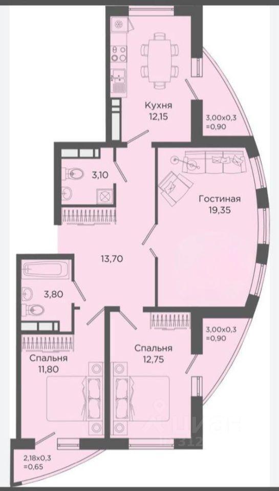 квартира г Краснодар р-н Прикубанский ул Тополиная 40/1 1 фото 10