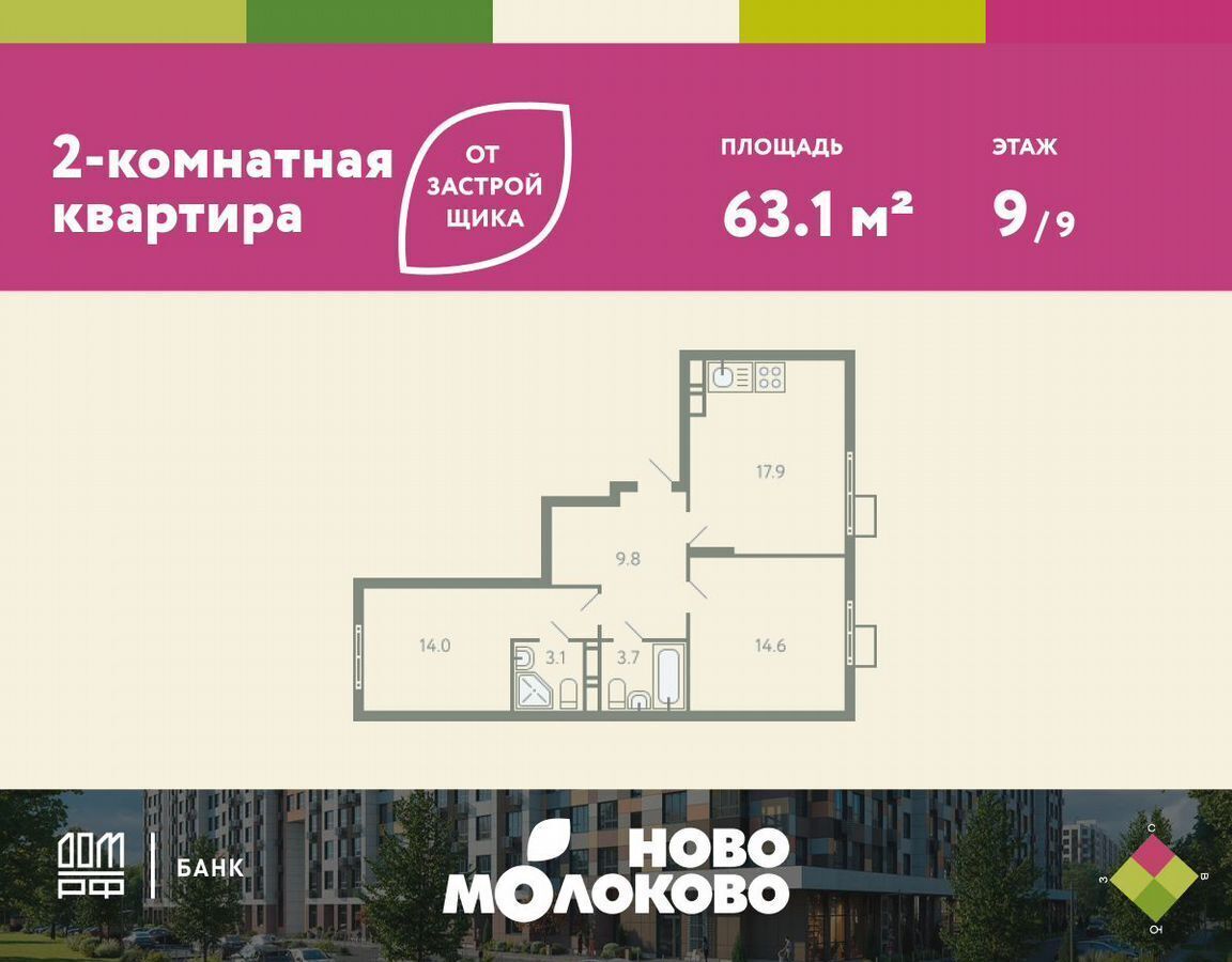 квартира городской округ Ленинский с Молоково б-р Ново-Молоковский 12 Лыткарино фото 1