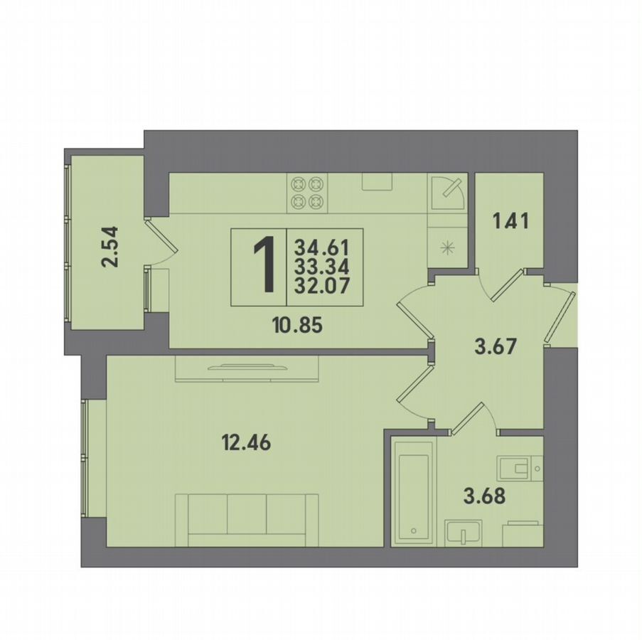 квартира г Калининград р-н Московский ул Крейсерская 13 корп. 1 фото 2