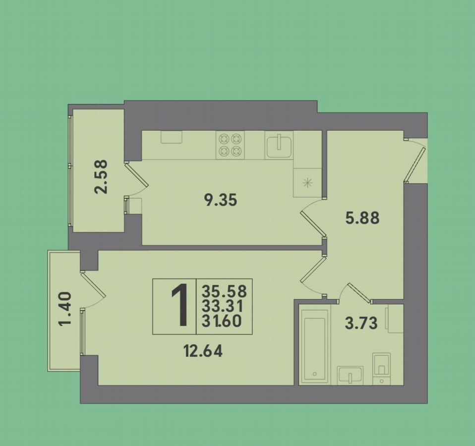 квартира г Калининград р-н Московский ул Крейсерская 13 корп. 1 фото 2