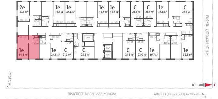 квартира г Санкт-Петербург метро Автово р-н Красносельский муниципальный округ Юго-Запад, жилой комплекс Морская миля фото 2