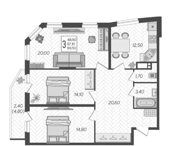 квартира г Краснодар р-н Прикубанский ул 3-я Трудовая 1/16 фото 2