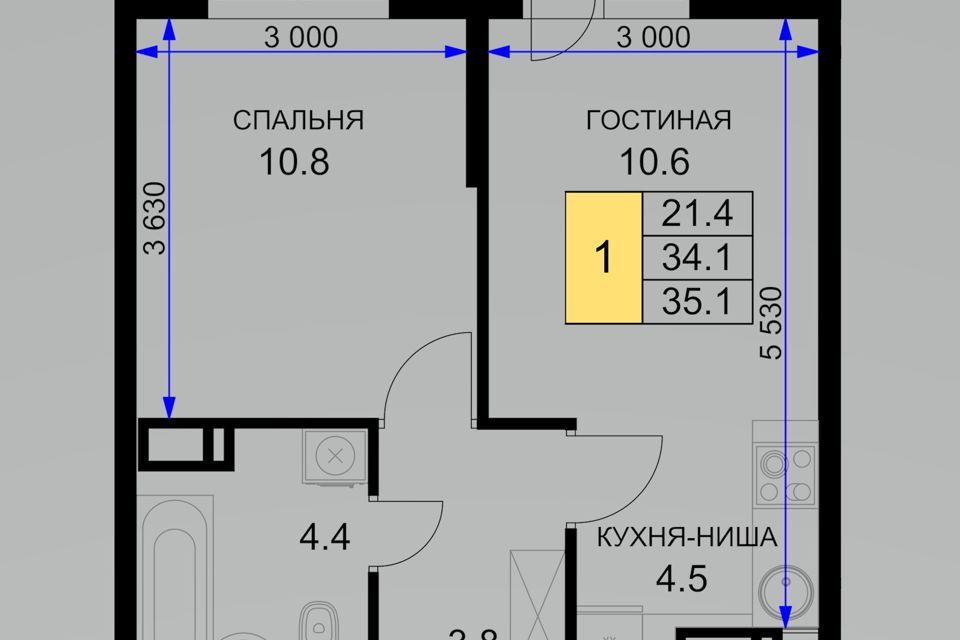 квартира г Краснодар р-н Прикубанский ул им. Героя Ростовского 4 Краснодар городской округ, 8 к 3 / улица Нурмагомеда Гаржимагомедова фото 2