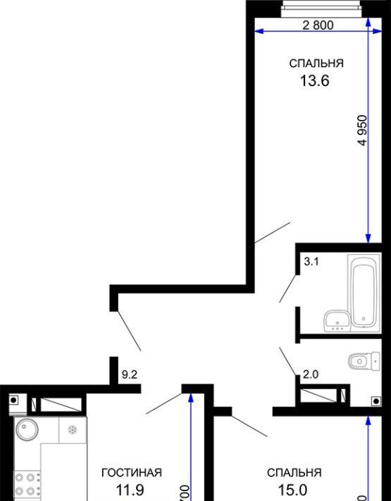 квартира г Краснодар р-н Прикубанский ул Домбайская 55к/8 фото 1