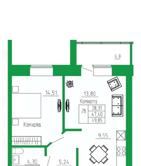 квартира р-н Тюменский п Московский ул Новая 15 фото 1