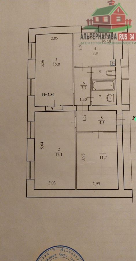 квартира г Волгоград р-н Краснооктябрьский ул им. Германа Титова 8 фото 19