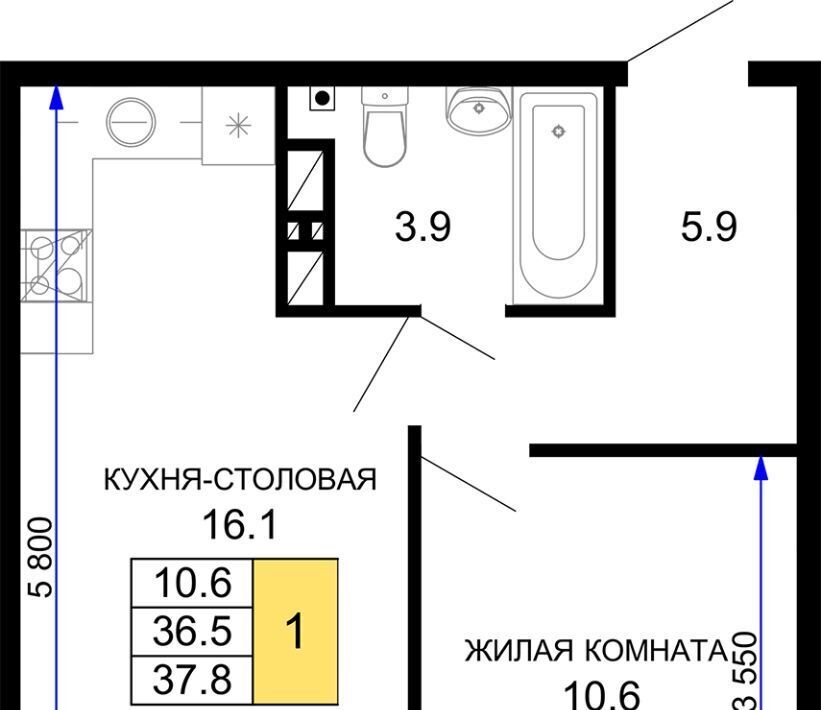 квартира г Краснодар р-н Прикубанский ЖК «Дыхание» фото 1