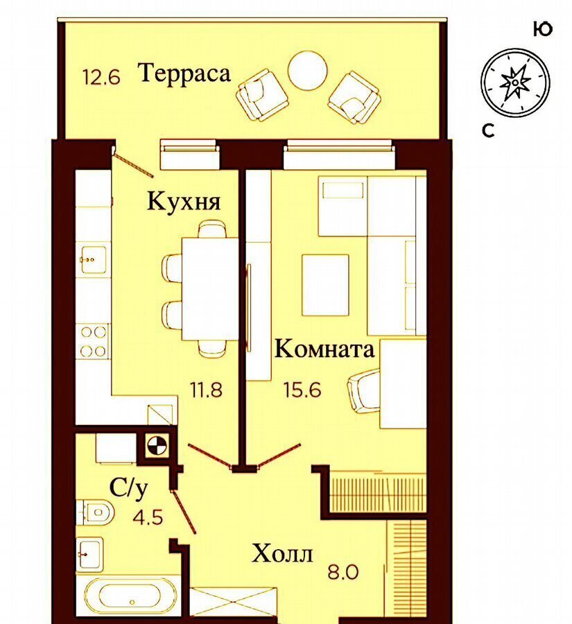 квартира г Калининград р-н Ленинградский ул Рассветная 21 фото 22