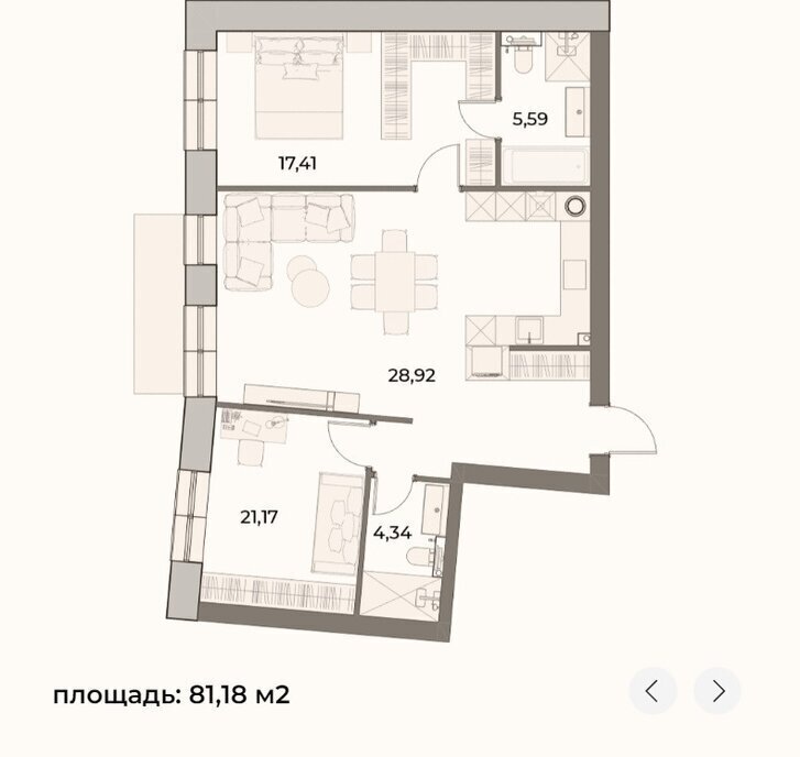 квартира г Ульяновск р-н Ленинский ул Льва Толстого 33 фото 1