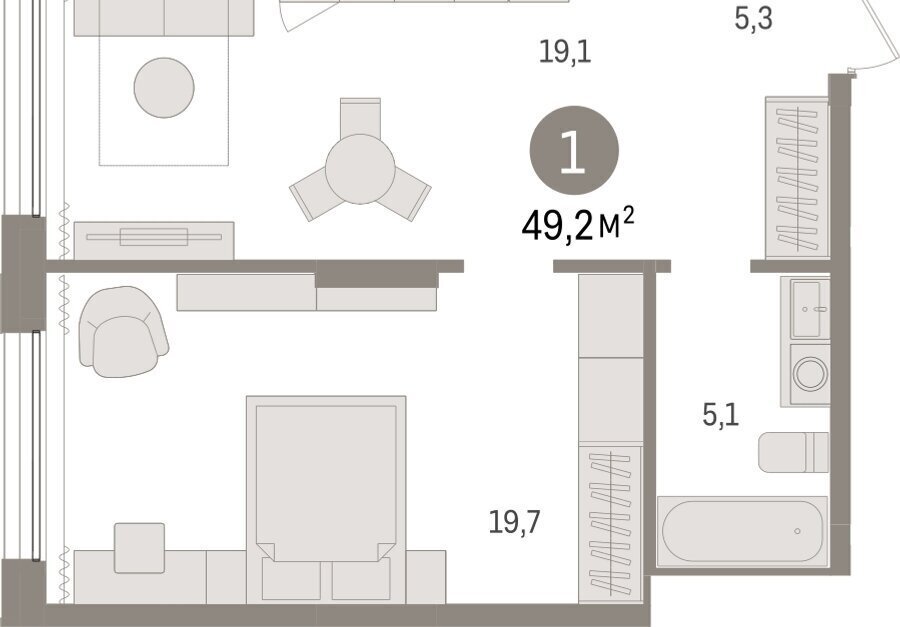 квартира г Тюмень ул Краснооктябрьская 4к/3 фото 2