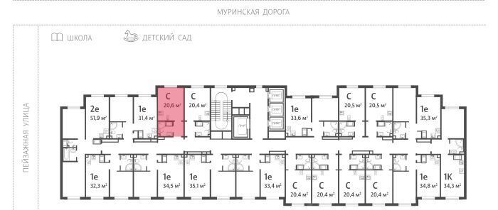 квартира г Санкт-Петербург метро Академическая Пейзажный квартал Цветной Город жилой комплекс фото 2