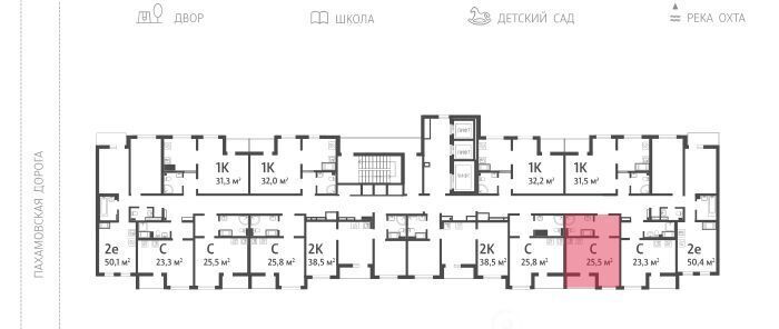 квартира г Санкт-Петербург метро Академическая Ручьи ЖК «Цветной город» округ Полюстрово фото 2