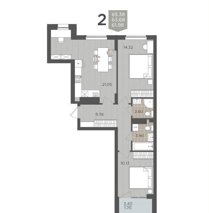 квартира г Калининград р-н Московский ул Батальная з/у 65Б фото 23