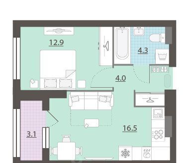 квартира г Екатеринбург Уральская Центральный ЖК «Азина 16» жилрайон фото 1