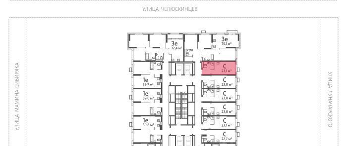 квартира г Екатеринбург Уральская Центральный ЖК «Азина 16» жилрайон фото 2