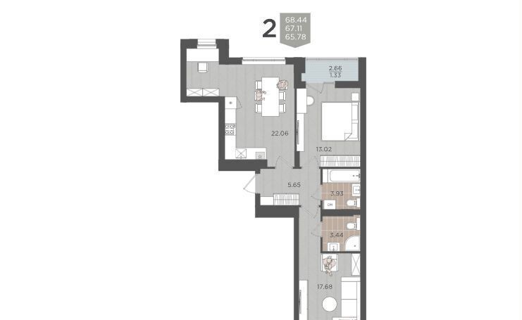 квартира г Калининград р-н Московский ул Батальная з/у 65Б фото 2