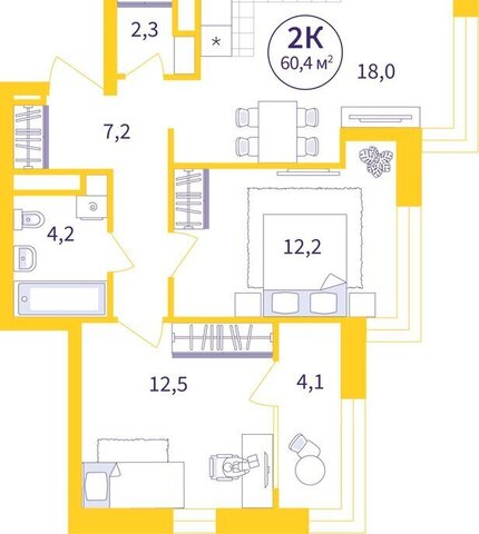 квартира Уралмаш улица 22-го Партсъезда, 5 фото