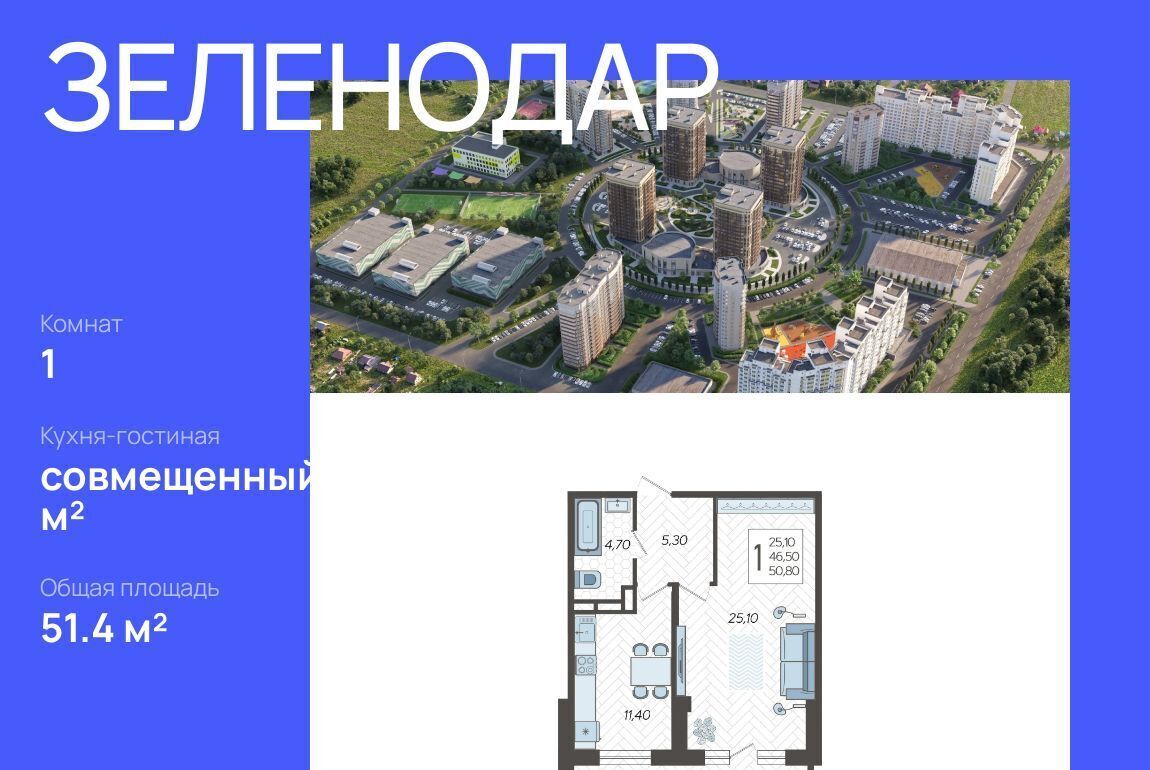 квартира г Краснодар р-н Прикубанский ул Садовое кольцо 9 ЖК «Зеленодар» фото 1