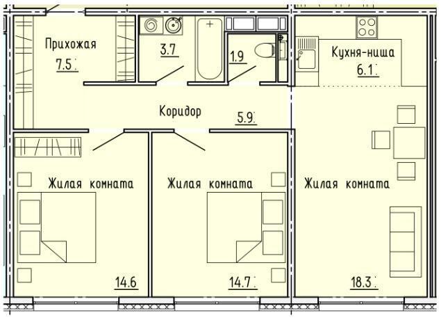 квартира г Пенза Пенза-4 ул Яшиной 4 Октябрьский район фото 8