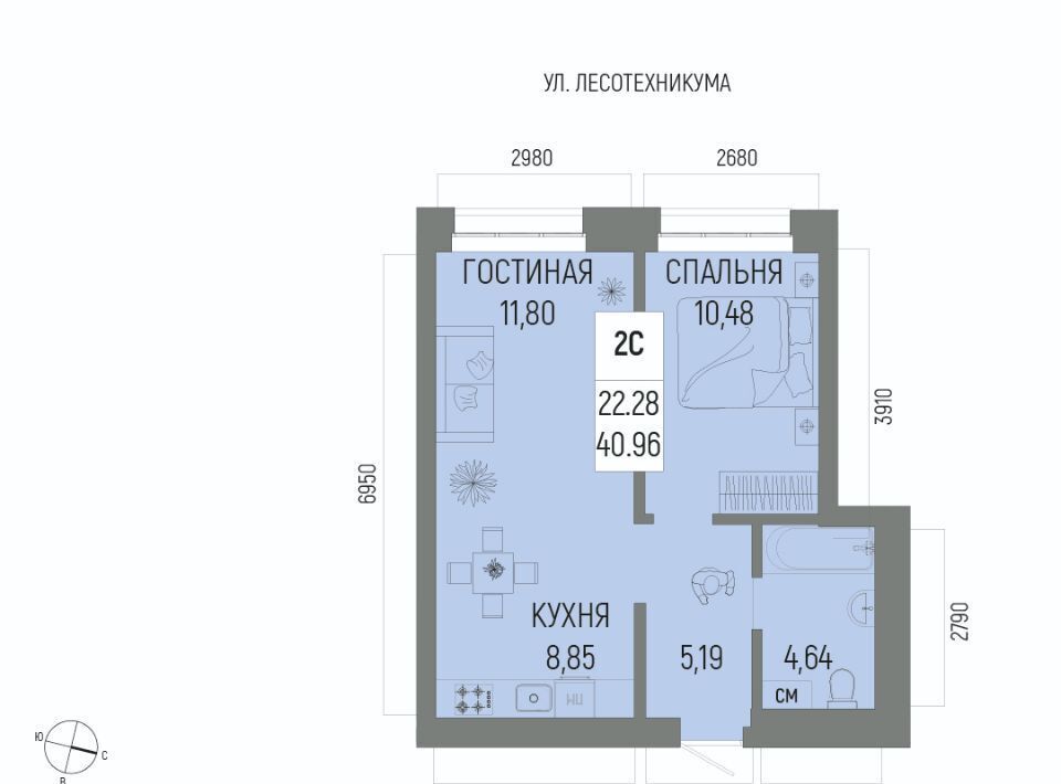 квартира г Уфа р-н Октябрьский ЖК «Новатор» Глумилино-1 мкр фото 1