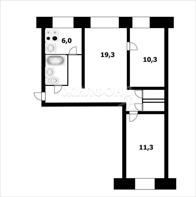 квартира г Новокузнецк р-н Заводской ул Клименко 15 фото 7