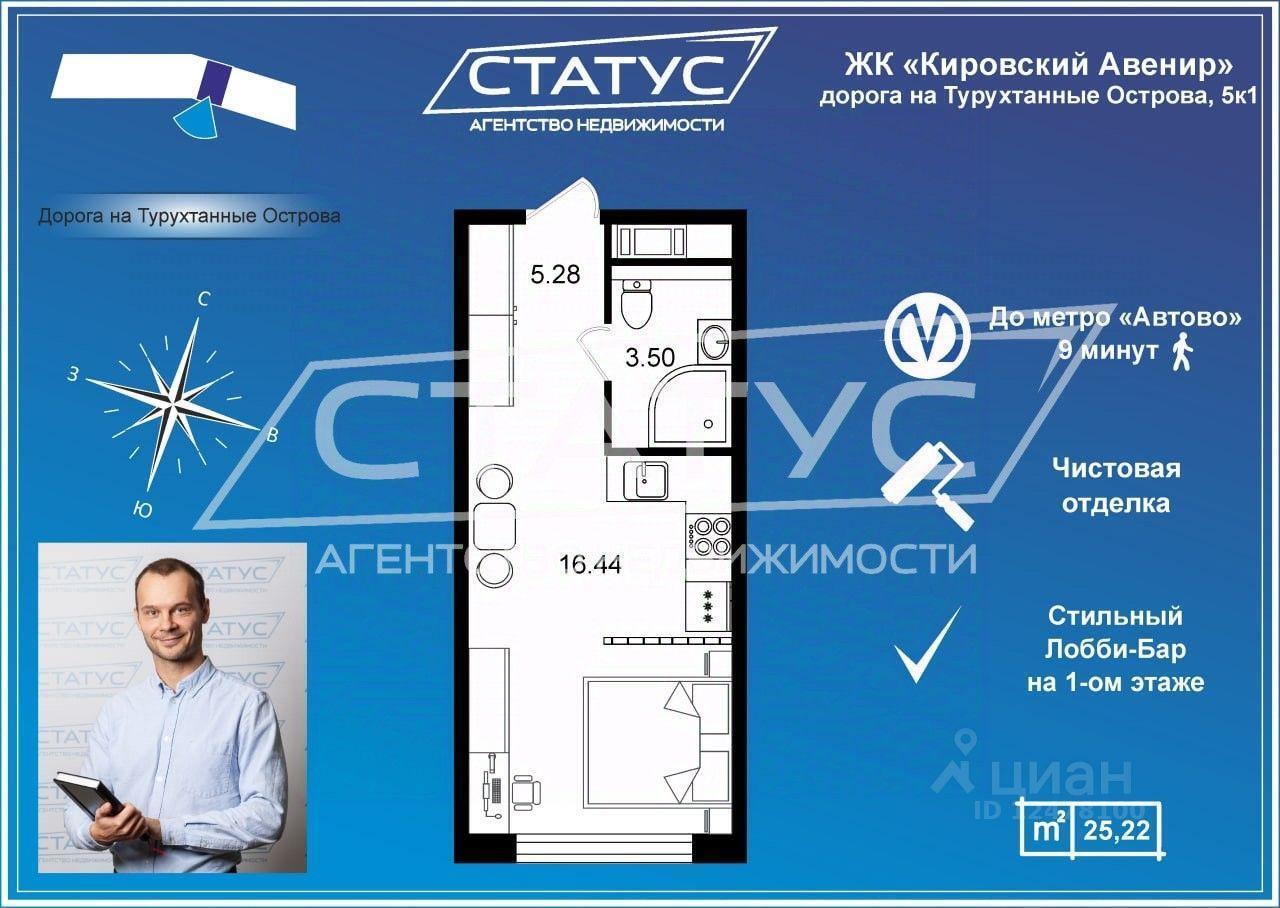 квартира г Санкт-Петербург дор На Турухтанные острова 5/1 апарт-отель Kirovsky Avenir округ Автово, Ленинградская область, Кировский район фото 2