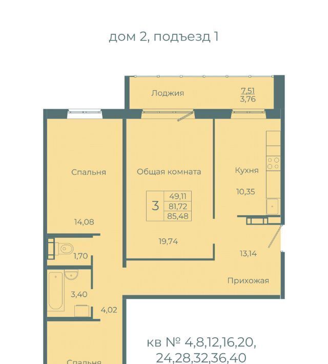 квартира г Кемерово р-н Заводский 10-й микрорайон Южный Весна жилой комплекс фото 1