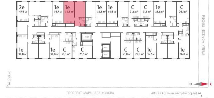 квартира г Санкт-Петербург метро Автово р-н Красносельский муниципальный округ Юго-Запад, жилой комплекс Морская миля фото 2