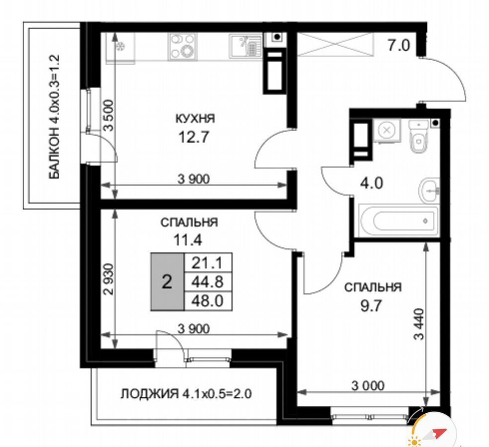 квартира г Краснодар р-н Прикубанский ул им. Героя Ростовского 8к/5 ЖК «Ракурс» фото 7