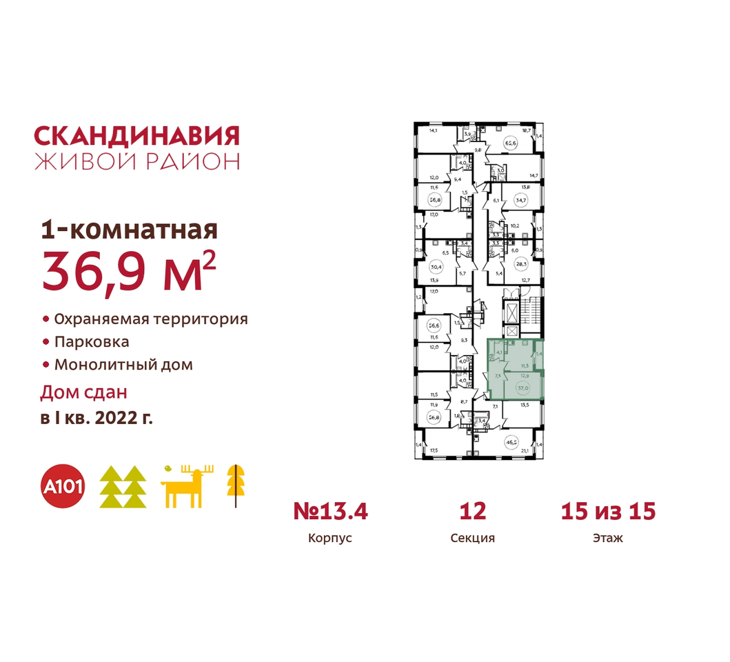 квартира г Москва п Сосенское жилой район «Скандинавия» ул Эдварда Грига 18 Сосенское, корп. 4, Бутово фото 2