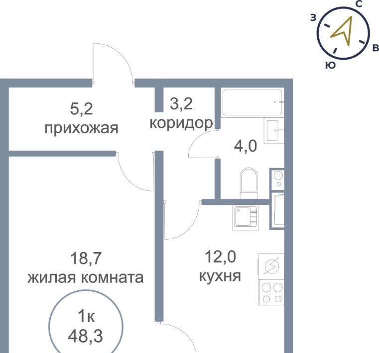 квартира г Нефтеюганск мкр 17-й 9 ЖК «Заречный» фото 1